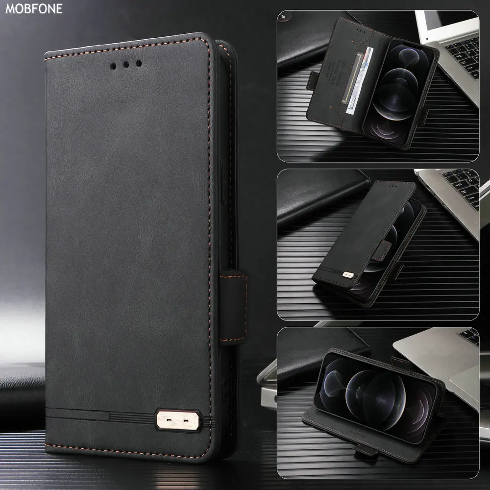 Realme GT 6 6T NEO 6 SE Flip Case Luxury Skin Texture Leather Wallet Book Full Cover For Realme GT6 GT6T Neo6 SE Phone Bags: PE / black