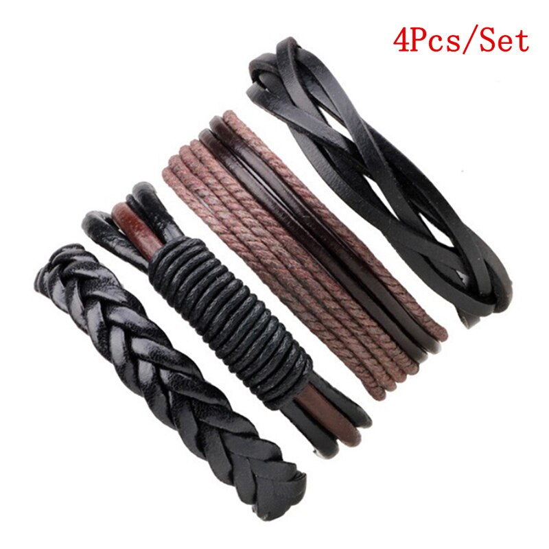 arrived Charm Leather Men's Bracelets Popular boys DIY Handmade Cross Bracelets