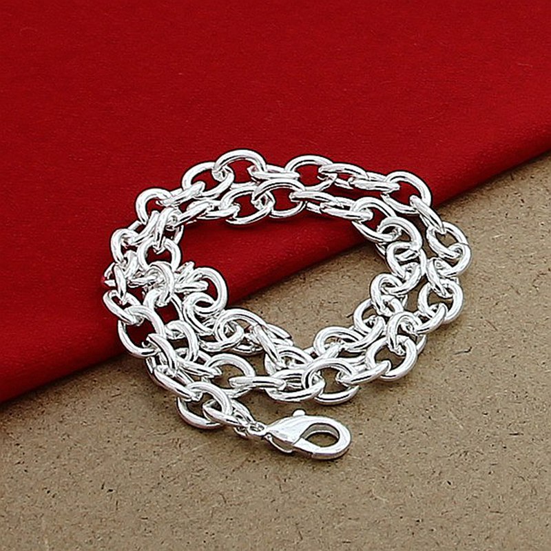 Collier classique à fermoir mousqueton épais pour hommes et femmes, chaîne à maillons, en argent 925