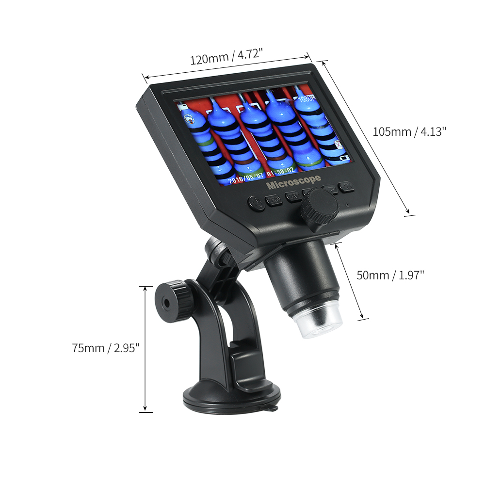 Adjustable 600X Electronic USB Microscope Digital Soldering Video Microscope Camera 4.3 inch LCD Endoscope Magnifying Camera