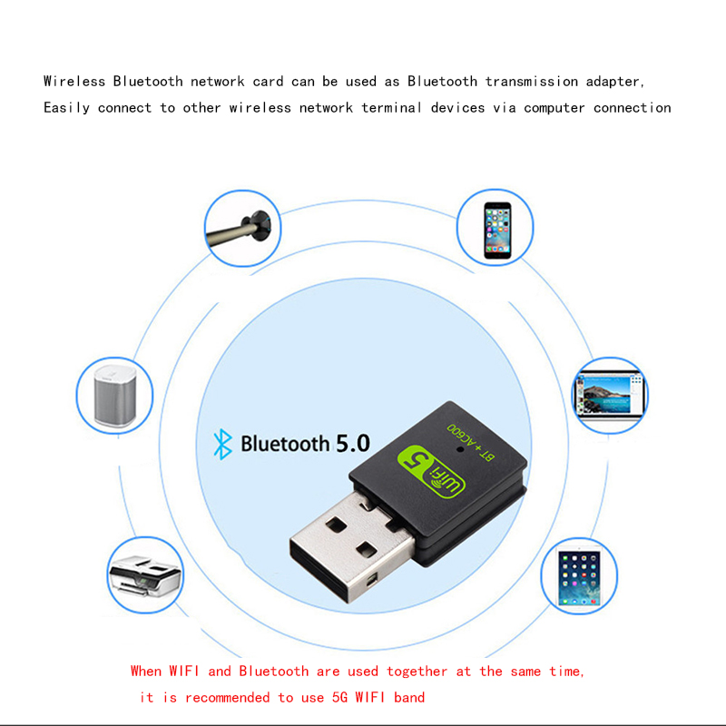 600M Dual-Band Wireless Network Card Drive Free 5G High-Speed Computer WiFi Receiver USB Bluetooth5.0 Wifi 2-in-1