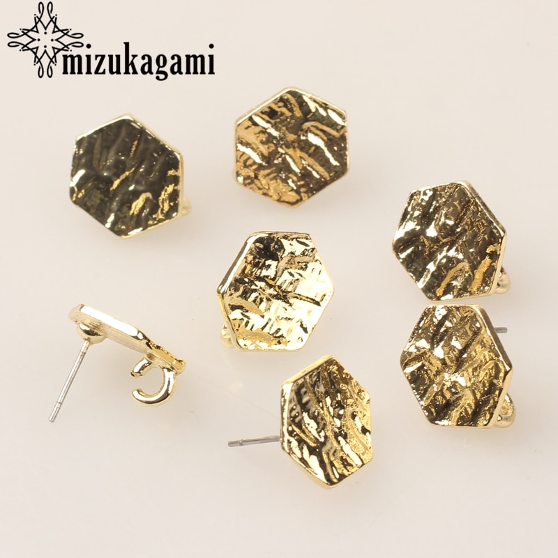 Zink-legierung Goldene Metall Geometrische Hexagon Basis Ohrringe Anschlüsse Linker 6 teile/los Für DIY Ohrringe Schmuck Zubehör