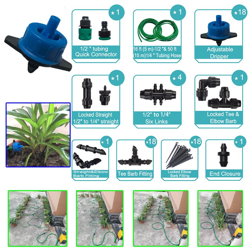 Wifi Tuya Automatic Smart Home Programmable Drip Garden Watering Irrigation Timer System Controller Programmer Valve for Garden: Dripper set