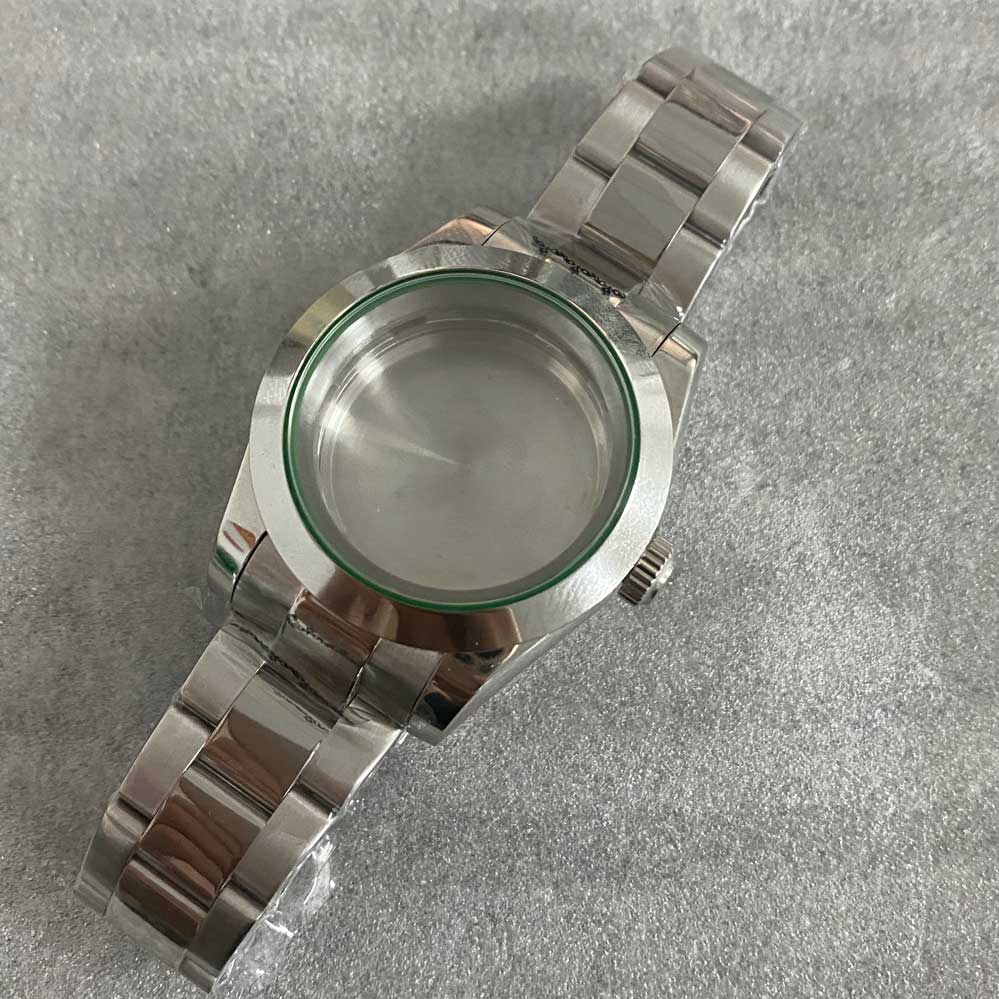 39mm Uhren Zubehör Bausatz Uhr fallen + Edelstahl Band Getriebe Saphir Glas passen NH35/ NH36 Bewegung für männer: E
