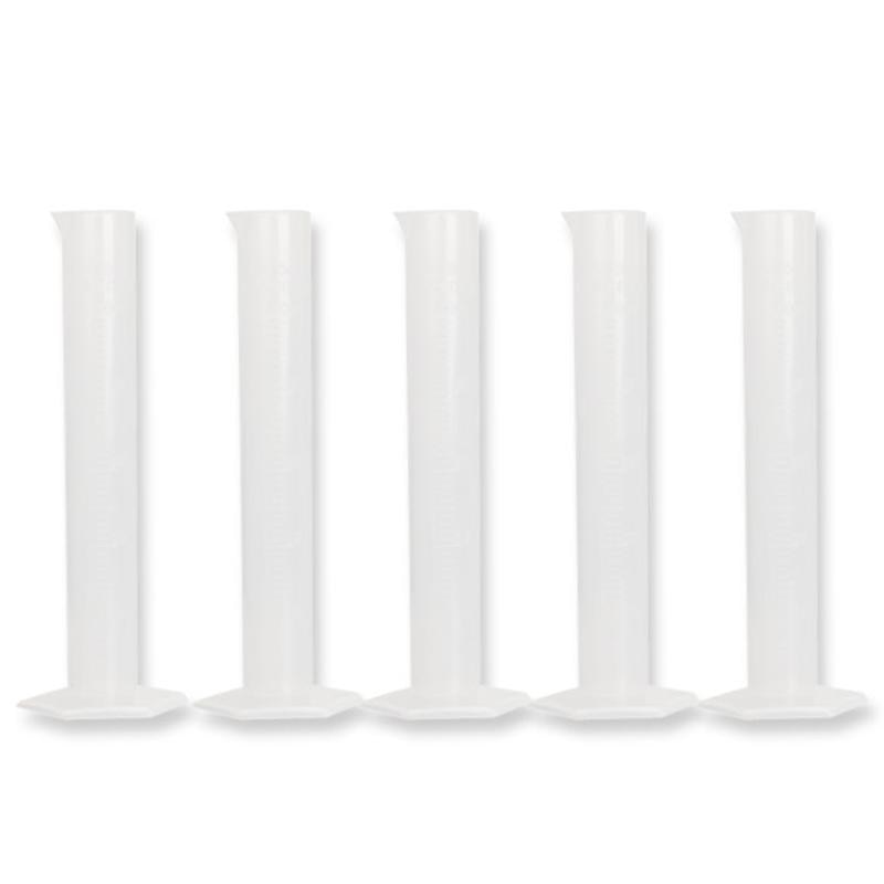 5Pcs 50ml Plastic Translucent Laboratory Cylinder Graduated Measuring Cylinder Tool for Chemistry Laboratory Test School Supply
