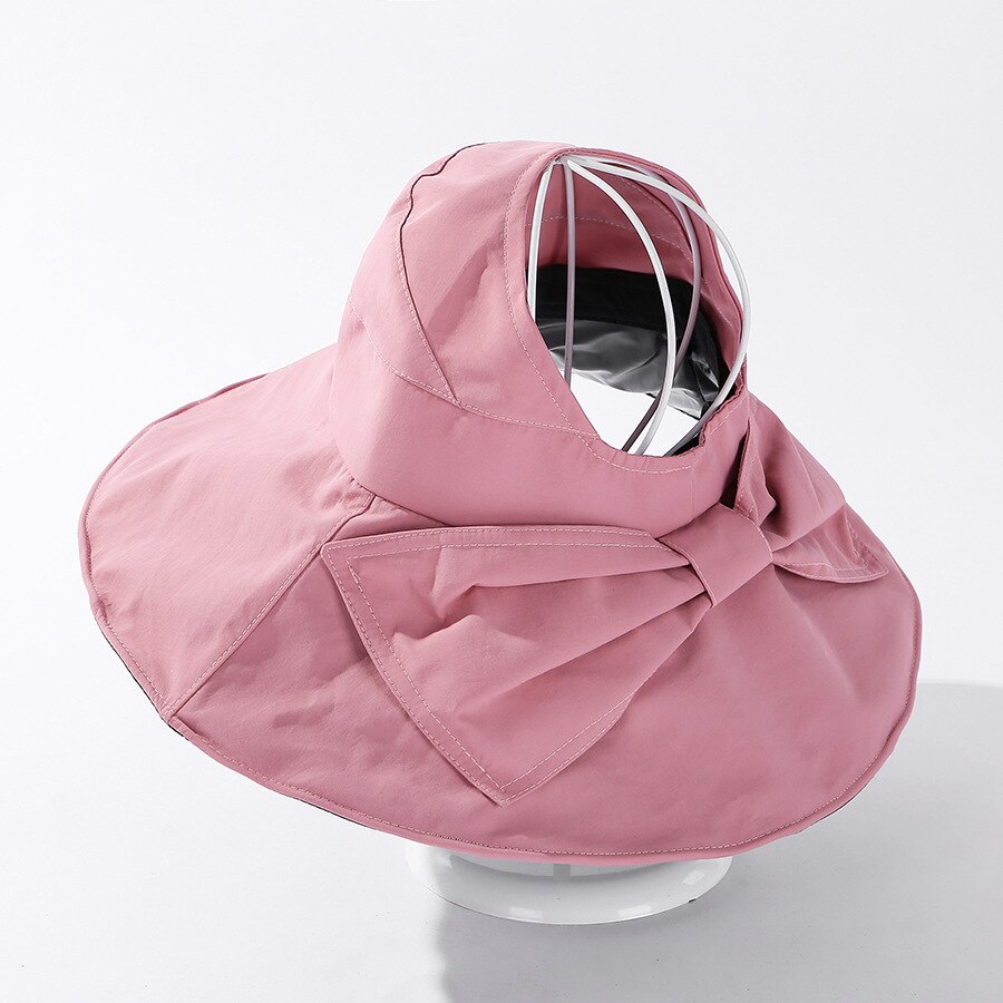 Zomer Hoeden Voor Vrouwen Lente Zomer Brede Rand Zonder Top Zon Hoeden Strik Cap Paardenstaart Hoed: Pink