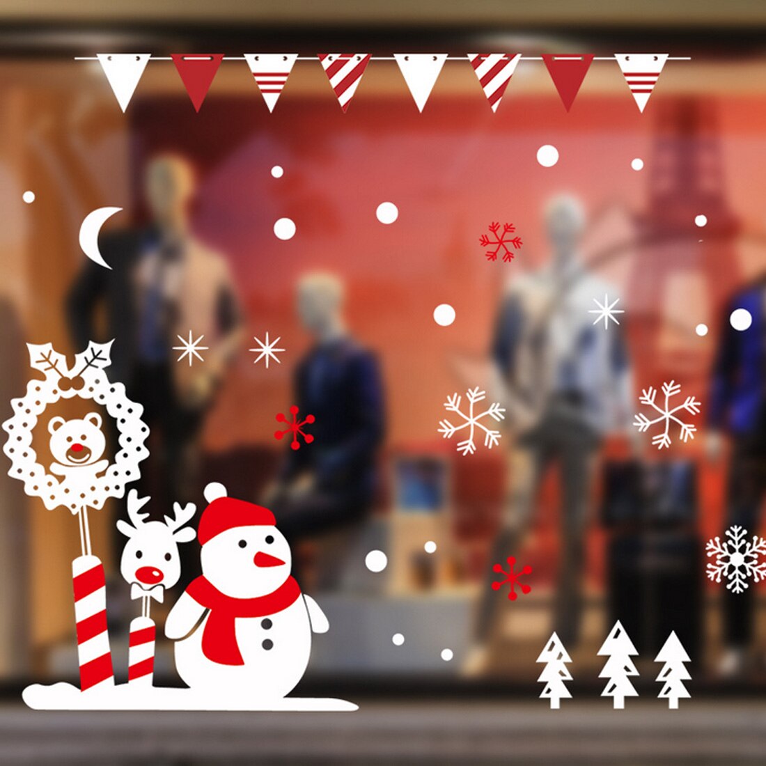 16 Styles Merry Christmas Window Glass PVC Wall Sticker DIY Snow Town Wall Stickers Year Home Decal Christmas Decoration: 15