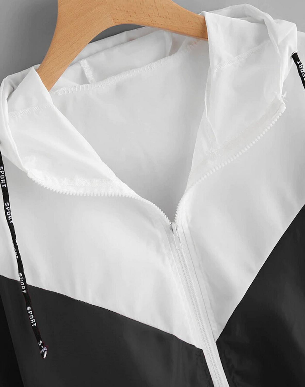 Frauen Langarm Jacke Patchwork Dünne Skinsuits Mit Kapuze Reißverschluss Taschen Sport Mantel Ich bin Freien Wandern Reiten Jacken Mantel Kleidung