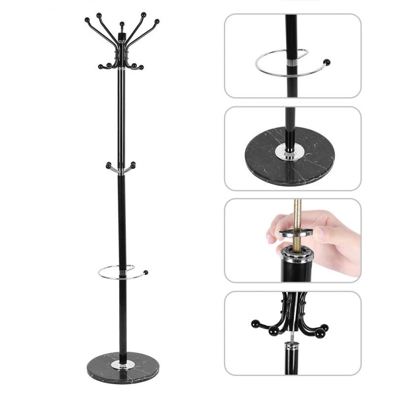 Modern Black Fixed Hall Stand Coat Rack With Umbrella Stand Tree Style Hat Coat Clothes Rack Hanger For Home Hotel HWC