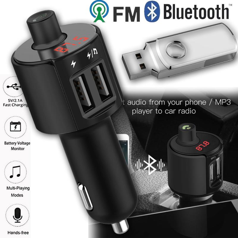 Bluetooth Auto Fm-zender Draadloze Radio Adapter MP3 Speler Plus USB charger