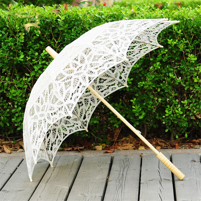 Parapluie en dentelle blanche et Beige, Parasol en coton brodé, pour bal de Mariage, décoration pour mariée