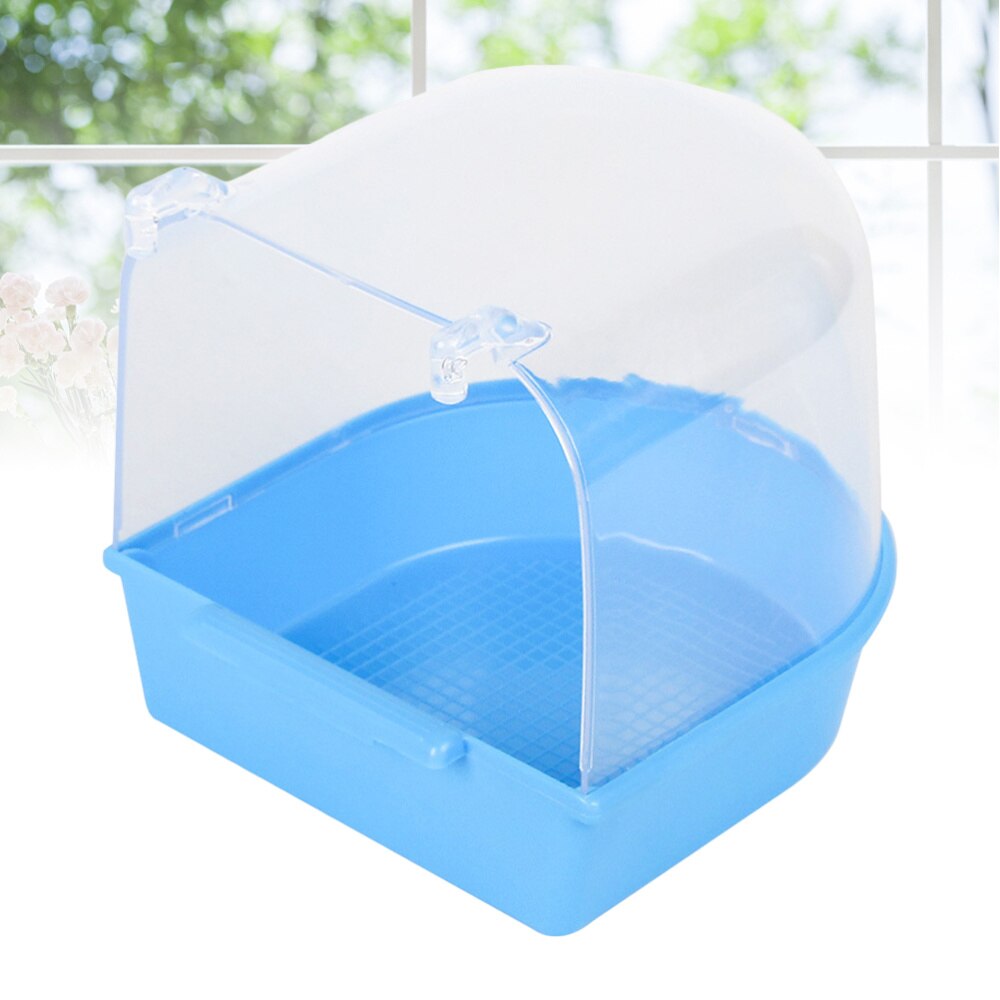 1pc Caged Bird Bath Multi Cage Bird Bath Covered for Small Brids Canary Budgies Parrot (Light Blue)