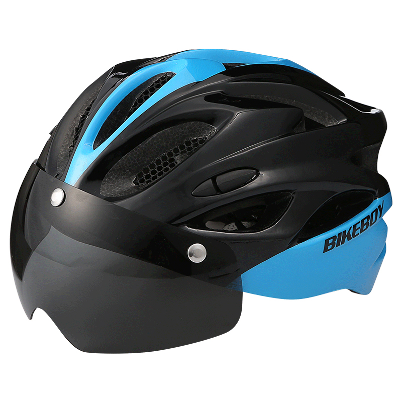Casco de equitación Bikeboy integrado moldeado para hombres y mujeres EQUIPO DE Casco de bicicleta de carretera de montaña casco de seguridad casco de bicicleta: The grey lenses