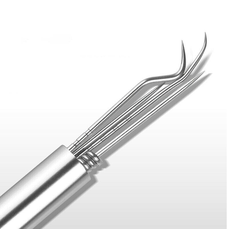 Stainless Steel Toothpick Reusable Food Fruit Picks Oral Cleaning Tooth Flossing Artifact Pendant Toothpick Container Box