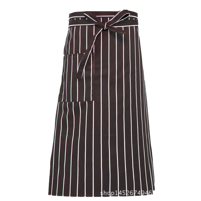 Waiter Kitchen Wear Men Chef Uniform Polyester Striped Women Waitress Restaurant Cook Costumes Cafe Pocket Chef Aprons: Half11