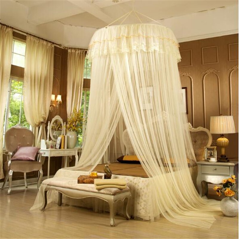 Princess Bed Nets Home Decal Round Lace Curtain Dome Princess Fairy Wonderland Bed Canopy Netting Mosquito Nets