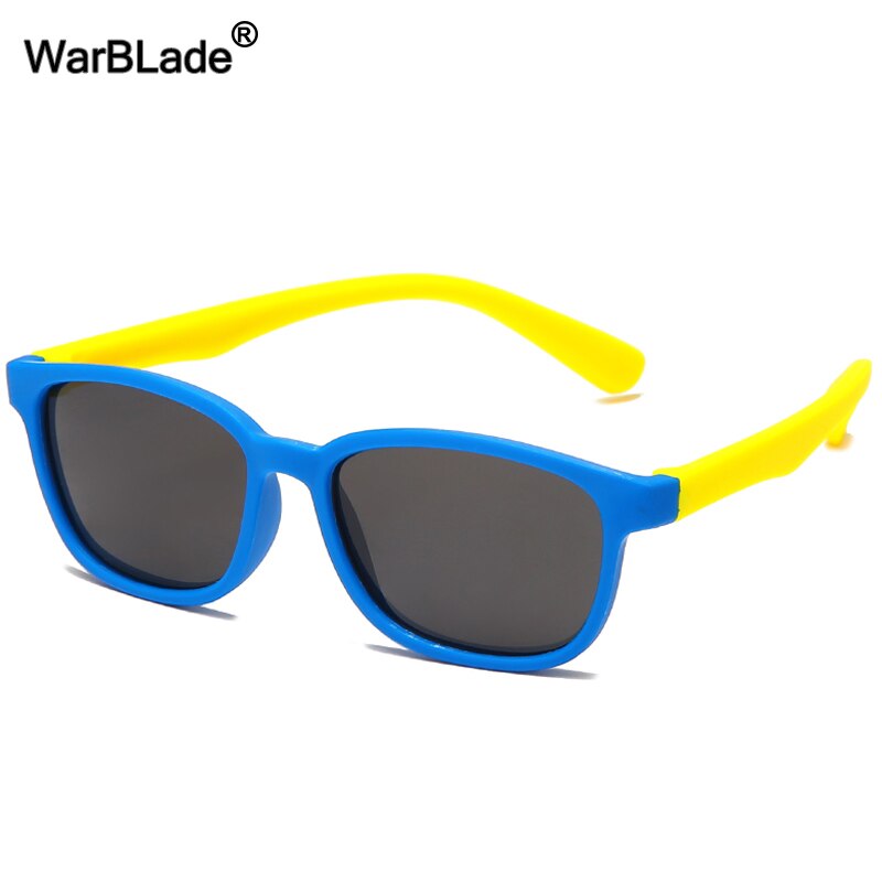 Warblade Gepolariseerde Kids Zonnebril Vierkante Siliconen Flexibele Kinderen Jongens Meisjes Zonnebril Baby Shades Eyewear UV400 Oculos: blue yellow