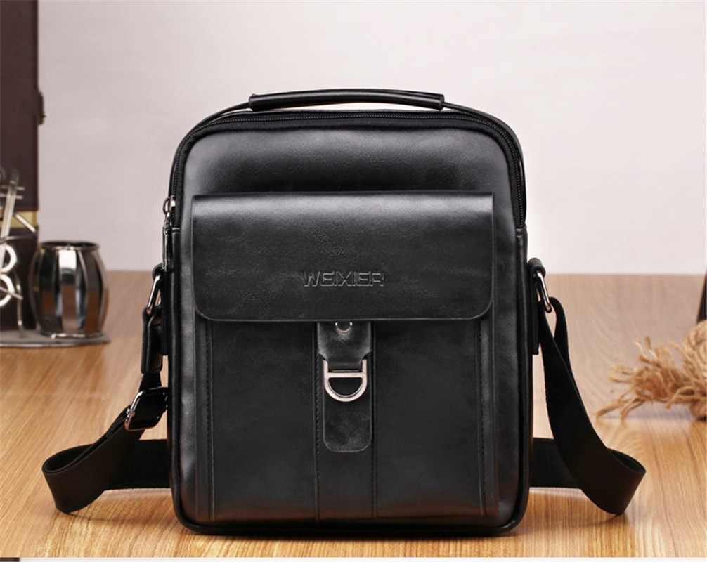 Man Shoulder Briefcases Bags Business Bag PU Leather Sports Casual Messenger Bags Multi-pocket Handbag