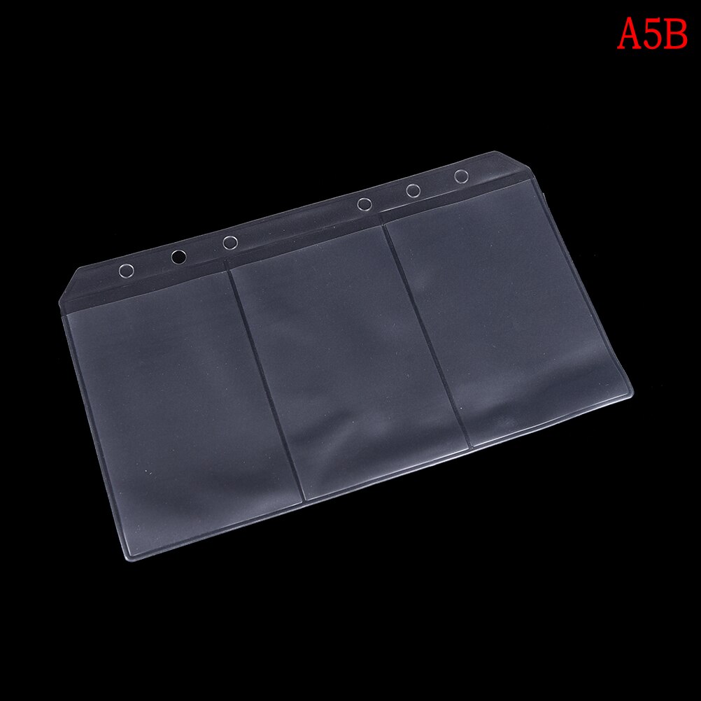 1pc A5/A6 PVC Transparent Zip Lock Envelope for 6 Holes Binder Pocket Refill Organiser Stationery: A5B