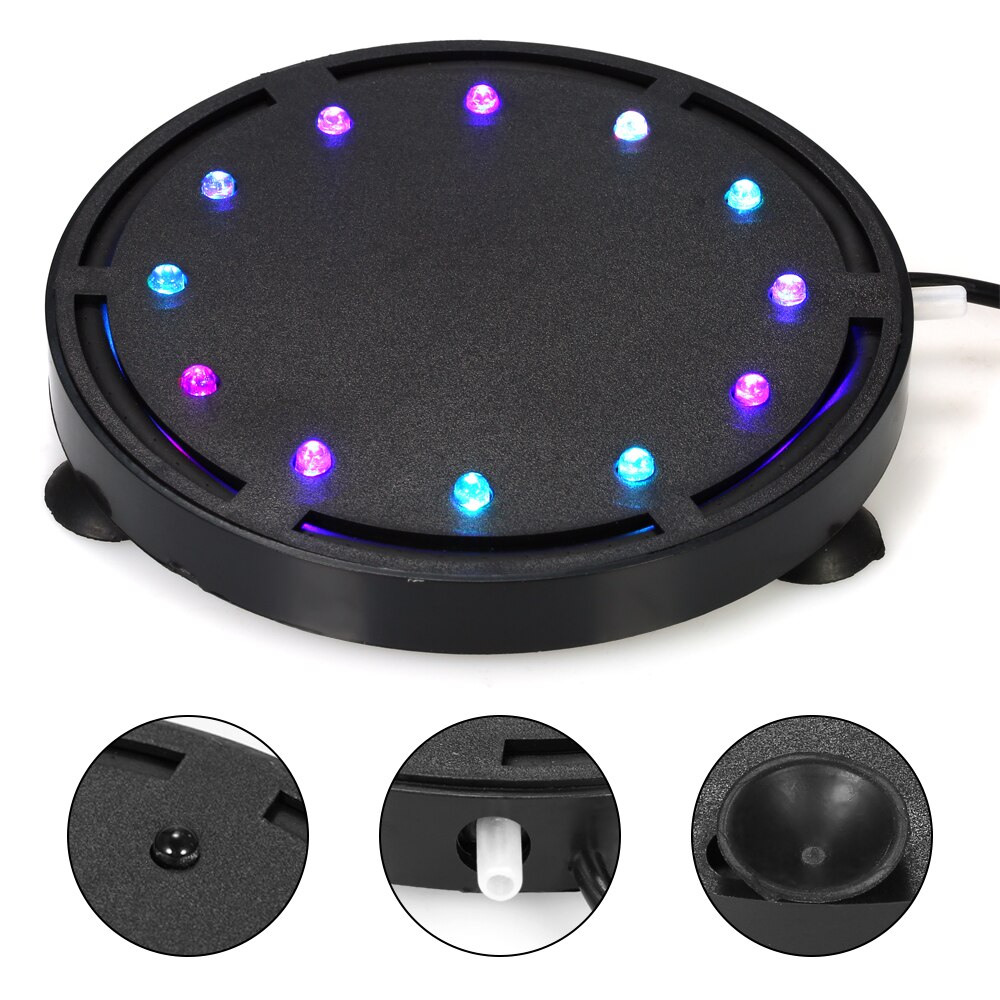 Akvarie lys nedsænket 9/12 stk led luftboble lys farverig indretning akvarie belysning rgb til akvarie akvarium cirkulær