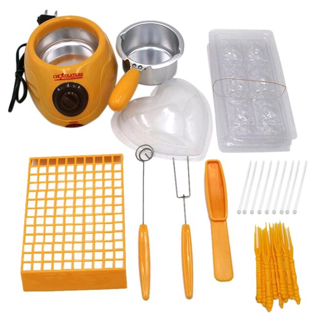 Duurzaam Chocolade Smeltkroes Elektrische Fondue Smelter Machine Set Diy Tool Eu Plug Roestvrij Staal & Plastic Diy Keuken tool: YELLOW