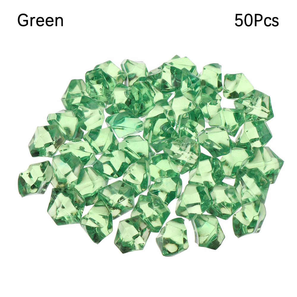 50Pcs/bag Colorful 1.4*1.1cm Aquarium Acrylic Stones Crystal Ice Cubes Decor Vase Filler Pebble Fish Tank Decor Flower Pot Decor: green