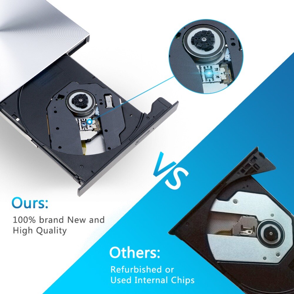 Usb 3.0 Dvd Brander Aluminiumlegering Externe Cd Speler Slim Draagbare Optische Drive Voor Macbook Notebook Laptop/Windows