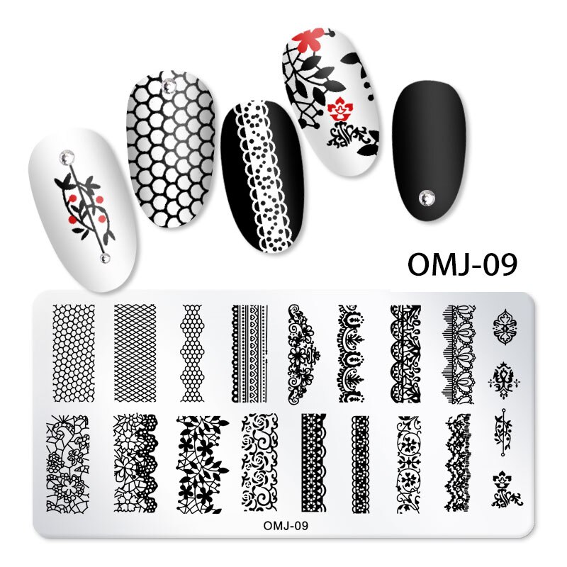 1Pc Nail Art estampage modèle plaque papillon géométrique en acier inoxydable transfert pochoirs ongles modèle bricolage polonais imprimer Image: OMJ-09