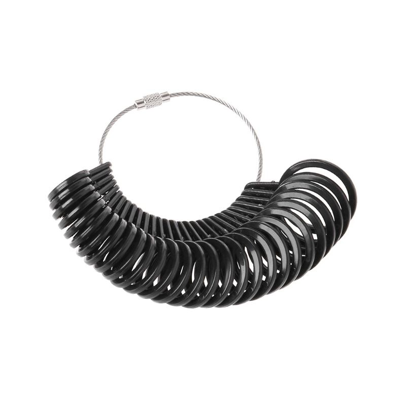 Plastic Ring Size Mandrel Stick Finger Gauge Ring Sizer Measuring Jewelry Tool: Black