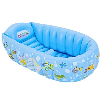 Baby Inflatable Bath Tub Portable Children 's Household Small Supplies PVC Tubs Shower Set Newborn Products: blue C