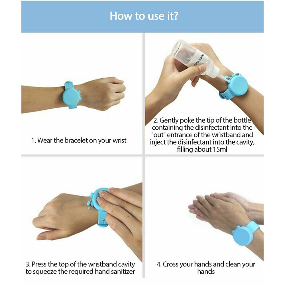 Disinfettante per le mani Wristband Del Silicone Del Braccialetto Mano Dispenser Disinfettante Per Le Mani Braccialetto Disinfettante Repellente Per Zanzare Crema Solare Lozione Per Bambini Wristband