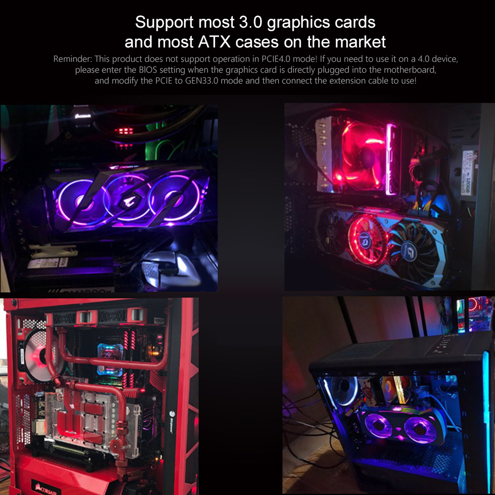 VGA PCI-E 3.0 X16 Graphics Video Card with 20cm Cord Wire for ATX PC Case Desktop Vertical Mounting Bracket Extension Cable Set