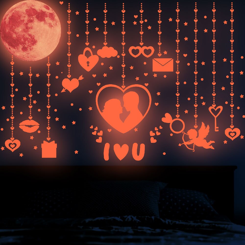 Autocollants fluorescents pour Couples, lettres d'amour qui brillent dans la nuit, pour de saint-valentin: LOVE set