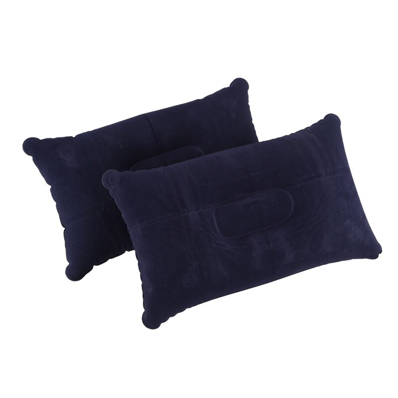 2 Stuks Opblaasbare Zitkussen Reizen Kussen Slaap Hoofd Ondersteuning In Auto Diepe Blauw 38*24Cm