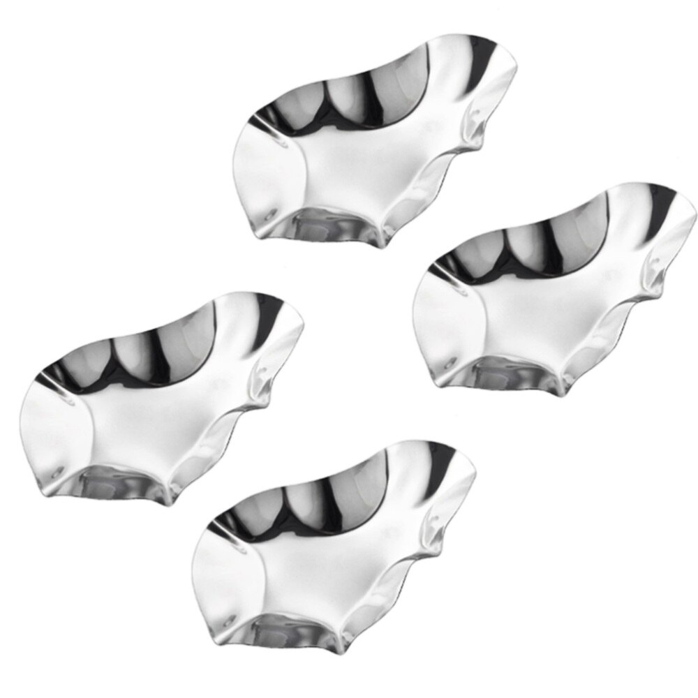 4 Pcs Unique Oyster Dishes Rust-proof Wear-resistant Sauce Dishes (Silver)