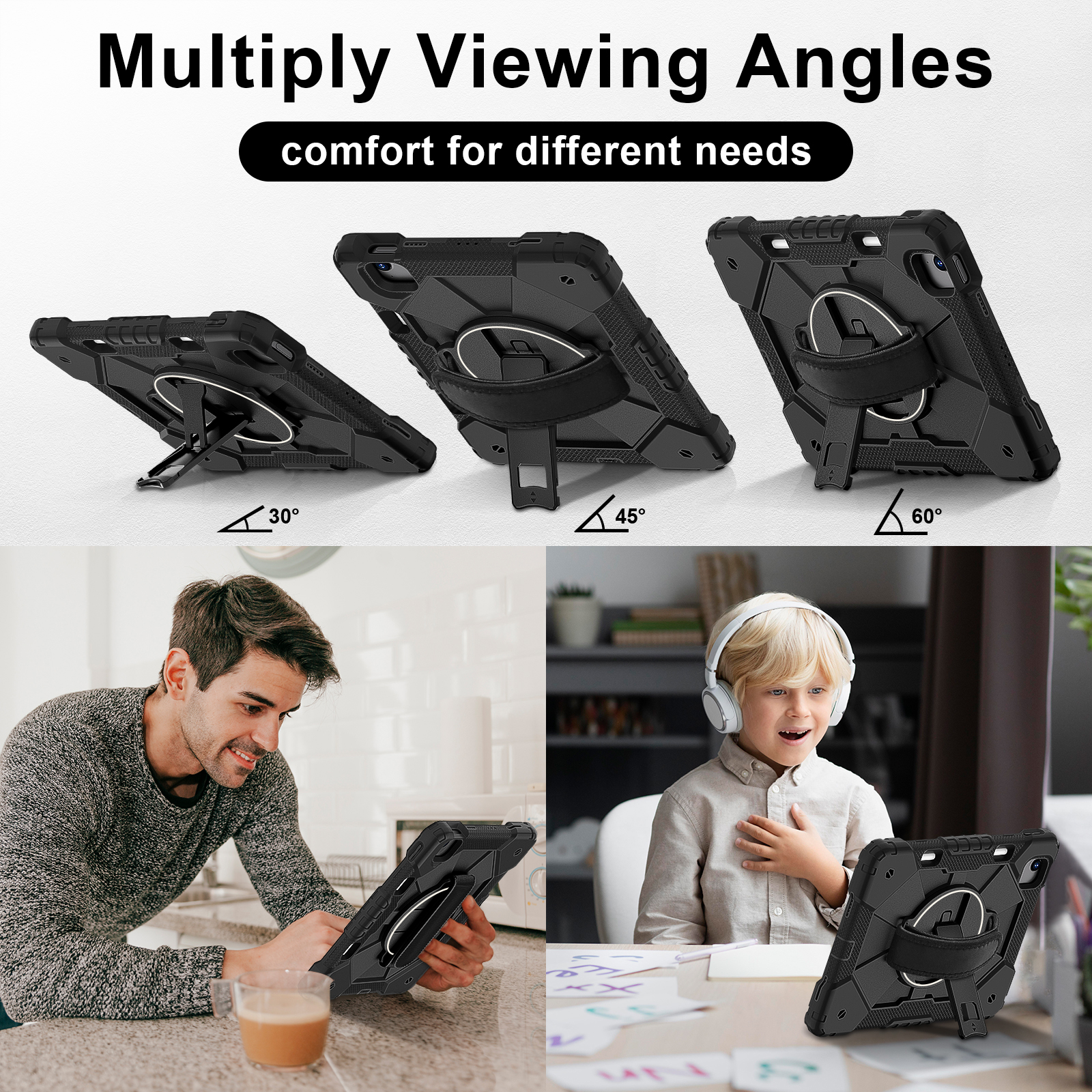 360 Draaibare Case Universeel Voor iPad Air 11 2025 2024 A3267 A3270 A2902 A2903 A2904 3-lagen Hybrid Cover Hand Schouderriem