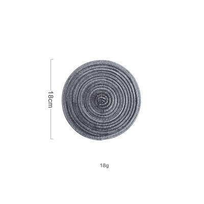 6pcs/set Round Ramie Insulation Pad Solid Placemats Linen Non Slip Table Mat Mats Kitchen Accessories Decoration Home Coaster: 18cm Gray