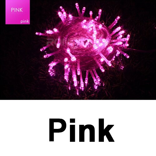 Flexible 220V 110V Waterproof LED Light String Garland for Party Wedding Christmas Decor 10M 100 LEDs Chain Fairy String Lights: Pink / 220V EU Plug