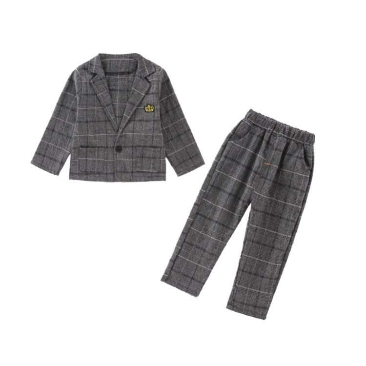 Traje de boda para niños elegantes para niño 2/3 piezas Blazer Conjunto Clásico a cuadros Caballero niños Blazers bebé niños trajes 2 3 4 5 5 5 6 6 7 8 T: 2 PCS / 9