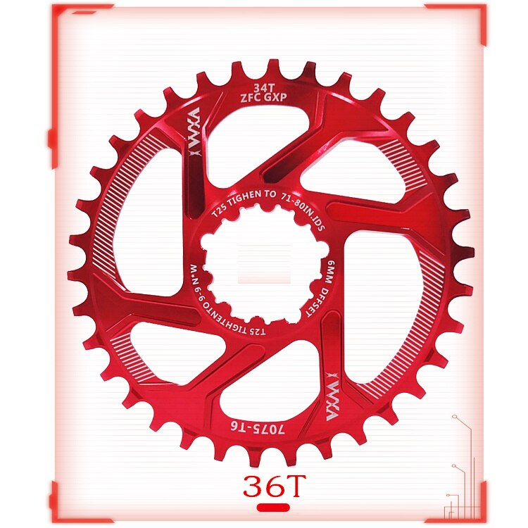 Pédalier de vélo VXM vtt GXP manivelle à engrenages fixes 30T 32T 34T 36T 38T plateau pour pièces de vélo sram gx xx1 X1 x9 GXP: Red 36T 1PCS