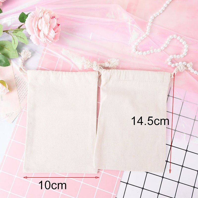 10pcs Cotton Linen Storage Package Bag Drawstring Bag Travel Women Small Cloth Bag 10*14.5cm