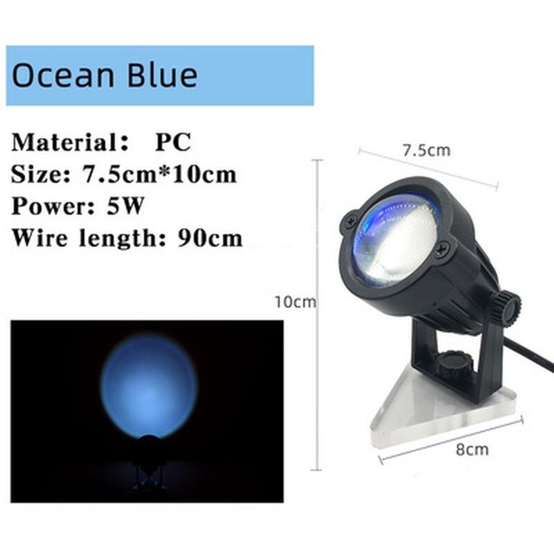 Sypialnia dla dzieci śliczna noc zachód słońca lampa projektora projektor tęcza zachód słońca atmosfera lampka nocna kawiarnia lampa projektora: ocean niebieski / EU wtyczka