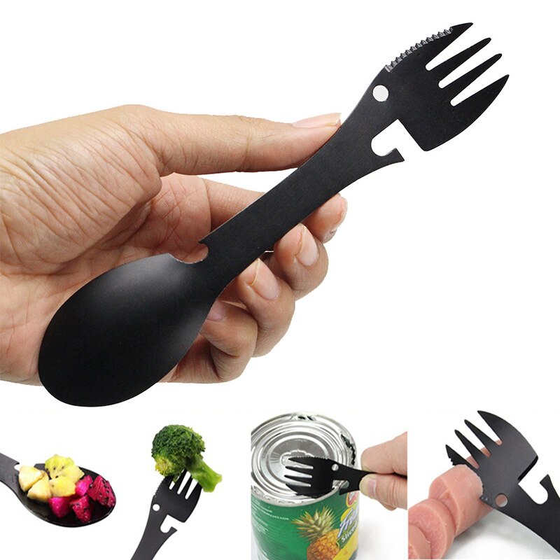 Multitool Stainless Steel Cutlery Flatware Utensil Fork Can Opener Spork Picnic Multi Tool Spoon Portable Camp Tableware Fork