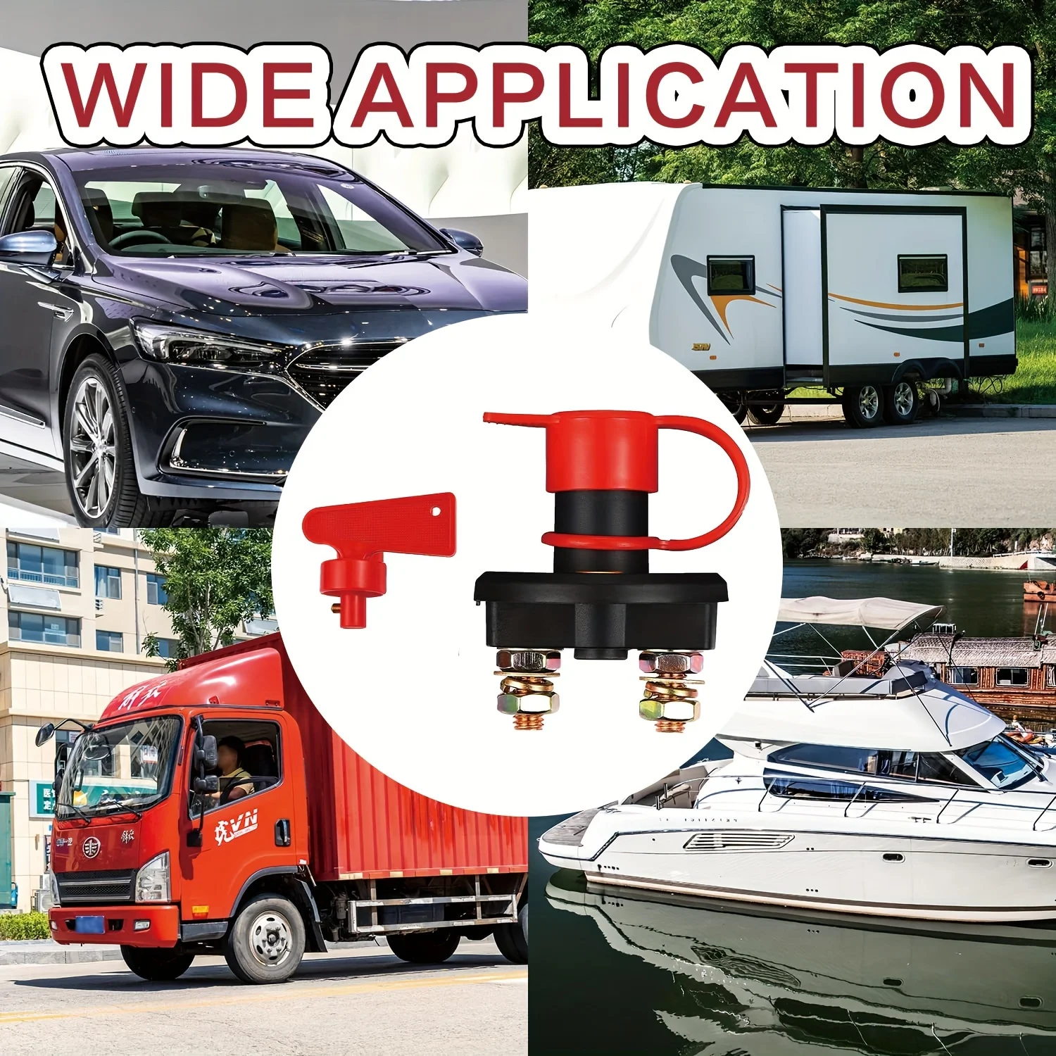 12V 24V Car Power Switch Main Cut Off Kill Switch Vehicle Modified Isolator Disconnector Red Key Cut Off Battery