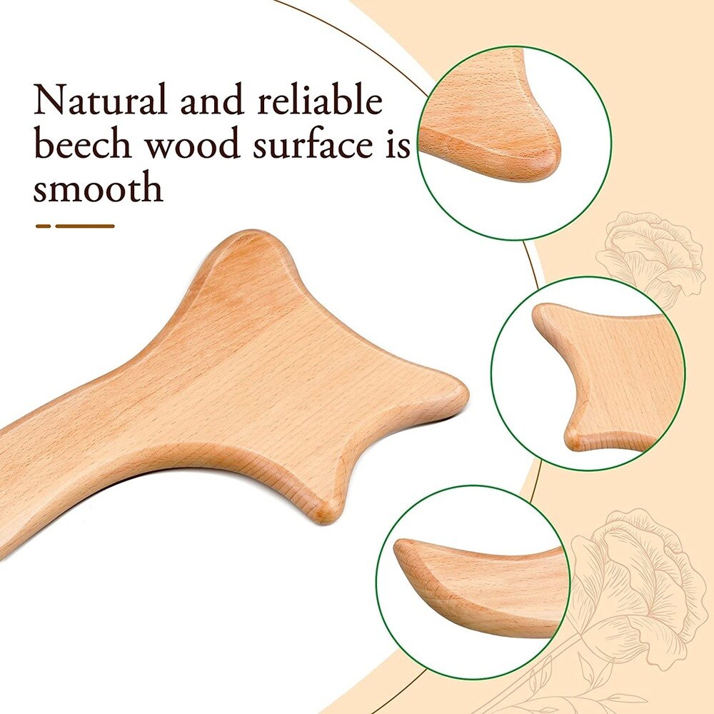 Wooden Gua Sha Massager Wood Scraper Therapy Massage Tools for Legs Arms Back Muscle Lymphatic Drainage Anti Cellulite Massage