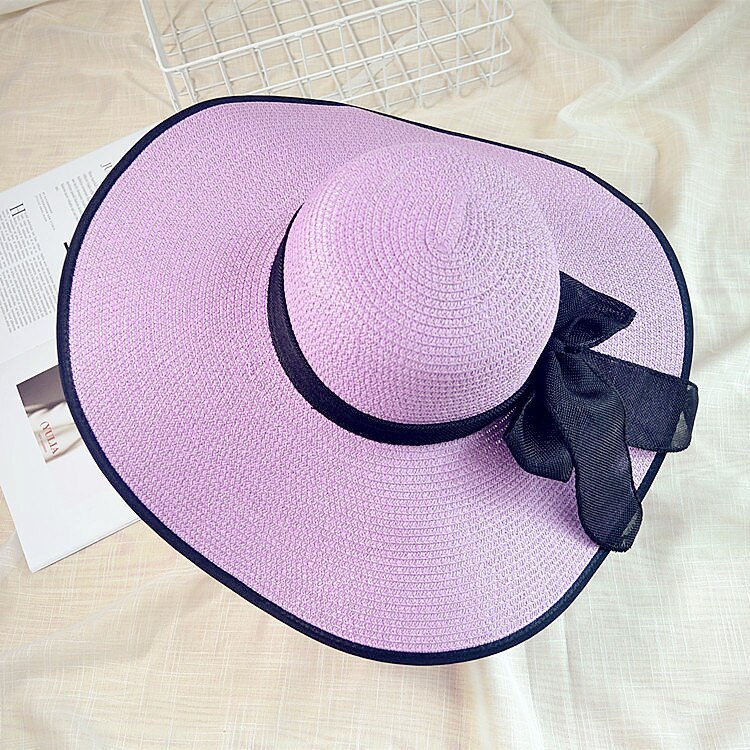 2022 new sun hat summer sun protection cappello a tesa larga pieghevole cappello da spiaggia all&#39;aperto equitazione protezione solare protezione UV cappello femminile: purple black