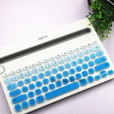 Tastatur Abdeckung Schutz Für Logitech K480 Bluetooth Multi-Gerät Tastatur Silikon Staubdicht kabellos Schreibtisch Staub haut Film: GradientBlue