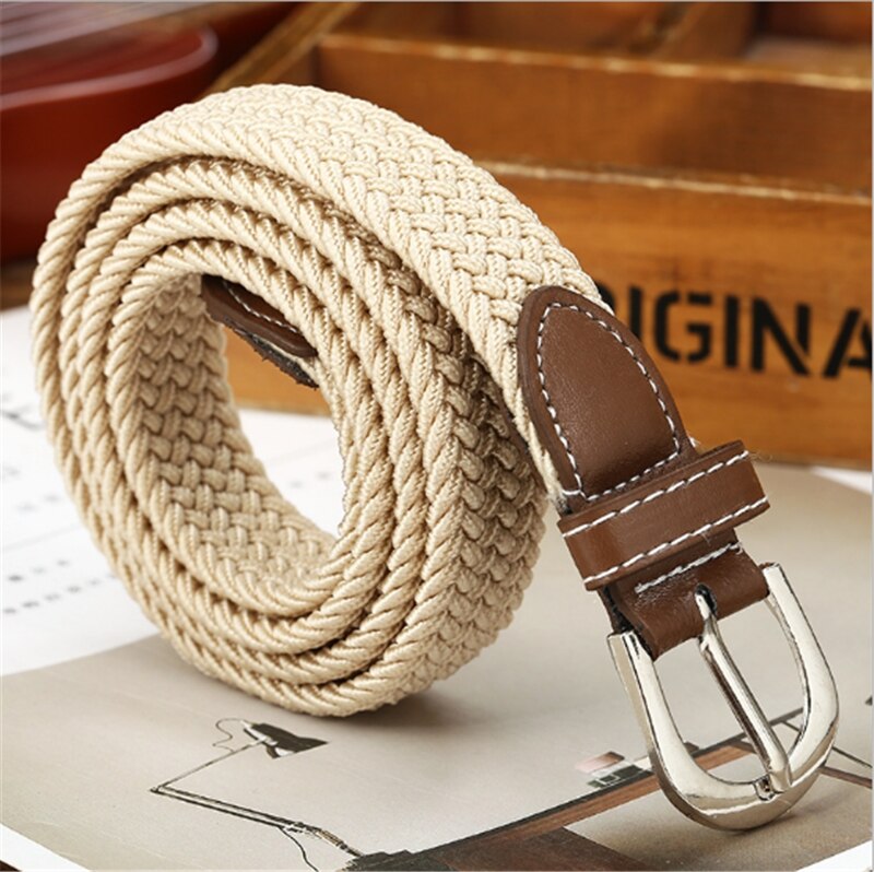 Canvas Metalen Gesp Riem Taille Casual Tailleband Unisex Mannen En Vrouwen Decor Tool Mode Riem: Beige