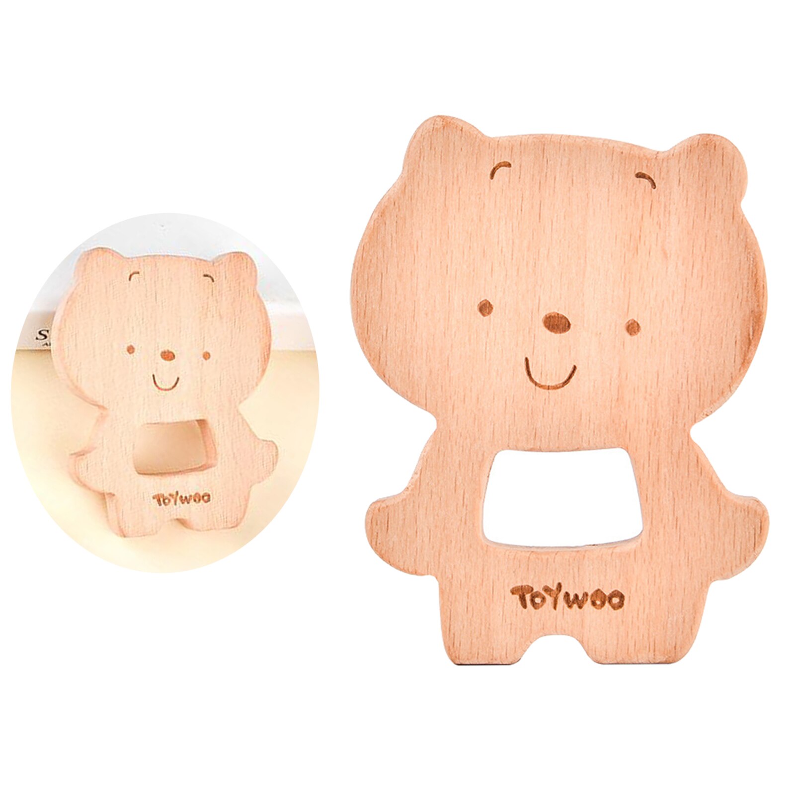 Baby Baby Houten Bijtring Speelgoed Ringen Beer Hond Dier Food Grade Douche: bear