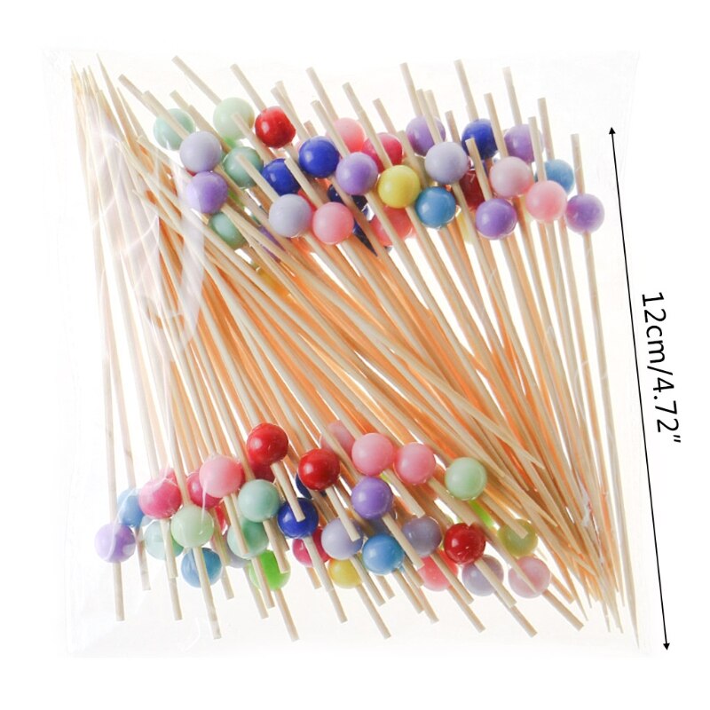 100pcs 12cm Disposable Bamboo Fork Buffet Fruit Desserts Pick Skewer Food Cocktail Sandwich Stick